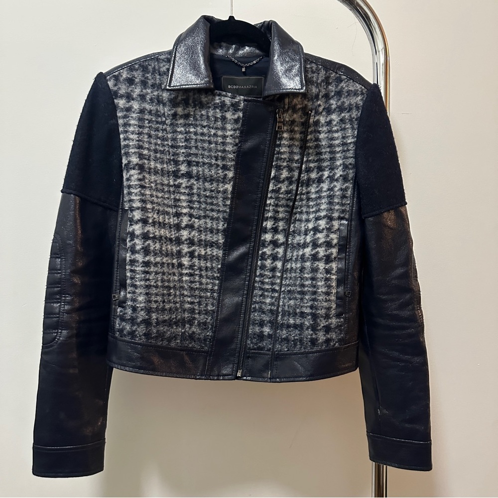 BCBG Maxazria Wool & Vegan Leather Jacket